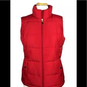 Red puffer vest